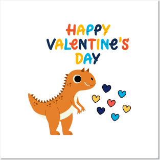 Happy Valentines Day Dinosaur Posters and Art